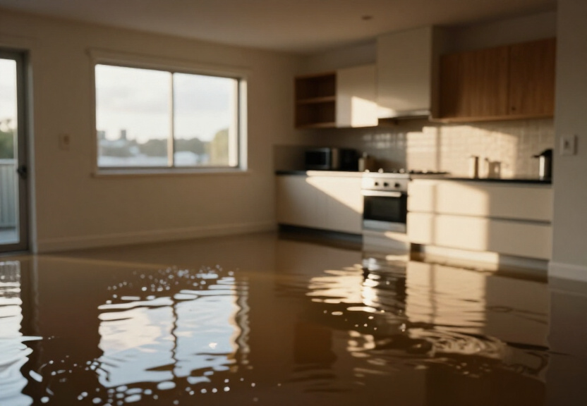 Flooded office in Broadway before drying